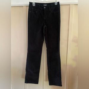 NYDJ Marilyn Straight black velour pants sz. 2 . Excellent color and condition